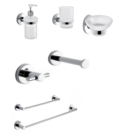 GEDY SET DI ACCESSORI DA BAGNO MODELLO FELCE IN ACCIAIO CROMATO