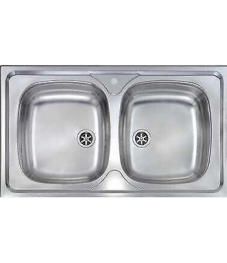 TERMITALY LAVELLO INOX DOPPIA VASCA INCASSO 86 X 50