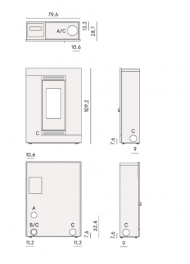 CADEL STUFA A PELLET MODELLO LUCE PLUS 9 FLEXIT A+ 8,5 KW COLORE LIGHT BRONZE