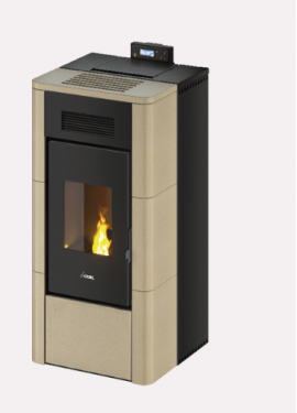 CADEL STUFA A PELLET HYDRO MODELLO RIVER IDRO 16 A++ 16.1 KW COLORE MAIOLICA AVORIO